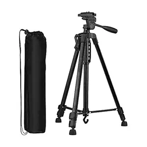 SUBTON Tripod Stand for Camera, DSLR, Mobile All in ONE Stand Robust N Strong for TIKTOK YouTube Family Kids Picnic Live Video Recording and Photoshoot- with Free Mobile Holder (3366 Black)