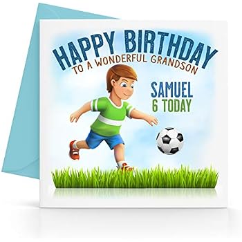 thumbnail interactive-video image 1 of Personalised Football Birthday Card For Boys – Son, Grandson, Brother, 12th 13th Birthday, UK Handmade 1 of 5