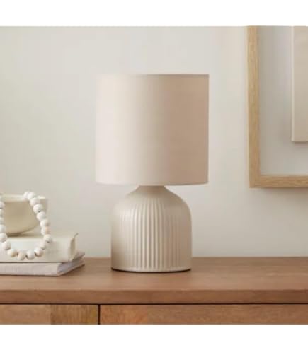 New Ceramic Table Lamp – Modern Compact Bedside Lamp With Fabric Shade - View #2