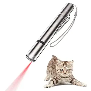 Qpets Cat Chasing Toy,USB Laser Pointer for Chasing Interactive Cat Toy 3 in 1 Laser Pen Checking Cat Skin/White Light Illumination/5 Patterns