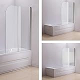 Die Duschtrennwand ist mit Anschlag für rechts. Die beidseitige Nano-Beschichtung wirkt wasserabweisend, beide Türflügel sind schwenkbar (innerer Flügel schwenkbar in beide Richtungen, äußerer Flügel nach außen schwenkbar)