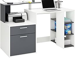 Demeyere 305888 Oracle MultiMedia avec 1 Porte/Tiroir Panneau de Particules Blanc/Gris Graphite 139,8 x 55,1 x 91 cm