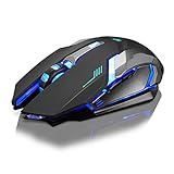 ✿Ratón Gaming [Nueva Vision] 7200DPI LED Ratones Gaming, Cableado Computadora Raton Gaming Programable Guay LED [5 DPI Ajustable] Raton Juegos (1200/2400/3500/5500/7200) Para Jugadores Ratón óptico inalámbrico mini y ultra delgado (2,4 GHz, para portátiles), color negro Ratón gaming para PC (3200 DPI, sensor óptico profesional, iluminación LED 7 colores, teclas macro, perfiles de usuario, ambidiestro, ergonómico, conector USB)