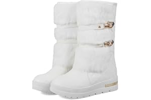 DYHQQ Damen Schneestiefel Warme, gefütterte, wasserdichte Winterstiefel mit Kunstpelzfutter