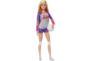 Barbie Carriere - Barbie Pallavolista, bambola snodata con divisa sportiva, palla e accessori, giocattolo per bambini, 3+ anni, HKT72
