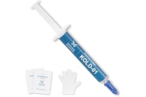 Kooling Monster KOLD-01, Hochleistungs-Silikon-Wärmeleitpaste für Kühlung aller CPU/Kühlkörper, Silikonpaste für einfaches Verteilen, inkl. Handschuhe und Reinigungstücher, kein Geruch (0.7ml/1.8g)