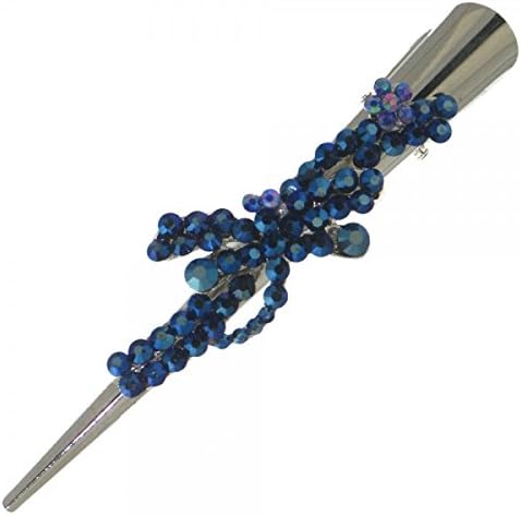 Maddelena Silver Tone Blue Crystal Dragonfly Beak Clip