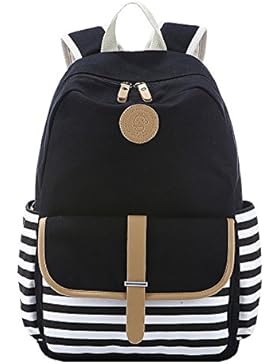 Schulrucksack Vintage Canvas Rucksack Schultasche Damen Kinderrucksack Schultaschen Daypacks Coole Rucksäcke Gestreift...