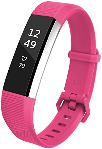 Deruitu Fitbit Alta HR Adjustable Accessory Bands,Replacement Soft Wristband for Fitbit Alta HR with Metal Clasp (Hot Pink, Small)