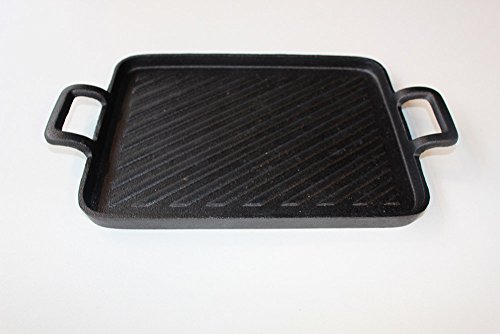 Santos Plancha Grillplatte 25cm x 19cm x 1,8cm – Grillpfanne Gusseisen Gusspfanne Pfanne Grillzubehör Guss für Gasgrill oder Kohlegrill - 5