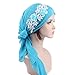 Produktbild Mitlfuny Damen Kappe Kopftuch Kopfbedeckung Muslime FüR Chemo Krebs Haarverlust Sommer FüR Krebs, Chemo, Haarausfall (Blau)