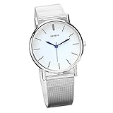 LCLrute Top Qualität Geneve Damenmode Uhr Edelstahlband Quarz Armbanduhren SL (Silber)
