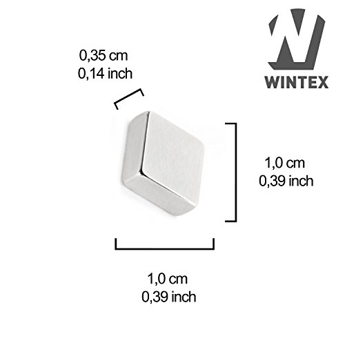 WINTEX 12 Neodym Magnete (10 x 10 x 4 mm) mit sehr starker Haftung für Glas-Magnetboards, Magnettafeln und Kühlschränke | 2 Jahre Zufriedenheitsgarantie | Kühlschrankmagnet - 3