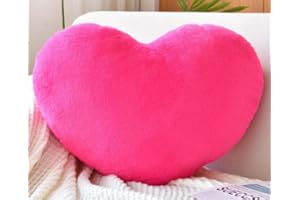 ODIWEN Cojín de Peluche en Forma de Corazón, Cojín Decorativo de Sofá de Felpa, Almohada de Amor, Decoración de Sofá (Rosa roja)