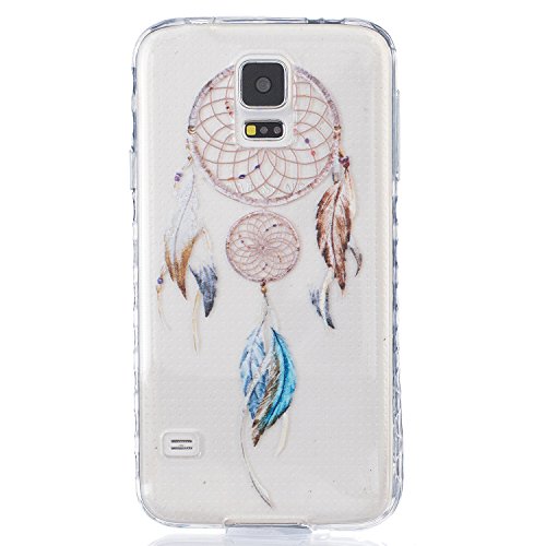 SKYXD für Samsung Galaxy S5 / Galaxy S5 Neo Hülle Silikon Durchsichtig mit Muster Feder Traumfänger ,Biegsam Klar Weich Dünn [Kratzfeste Rutschfest] Gummi Handy Schutz Schale mit [Eule Handyanhänger + Eingabestifte] Etui für Samsung Galaxy S5/S5 Neo Transparent Cover Flexible Clear Soft Slim Case Skin with Touch Pen Dust Plug - 2