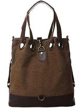 DoubleMay Groß Damen Vintage Handtasche Mädchen Canvas Schultertasche Baumwolle Umhängetasche Shopper für Uni...