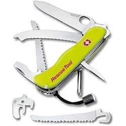 Victorinox - Couteau Suisse de Poche - 15 Pieces - Victorinox Rescue Tool - 0.8623.MWN - Jaune Fluo - Etui Nylon