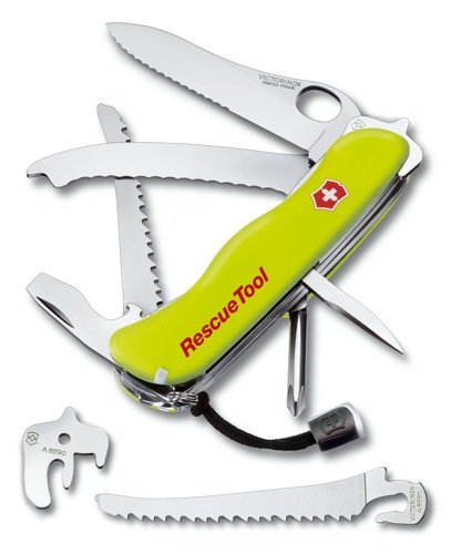 Victorinox - Couteau Suisse de Poche - 15 Pieces - Victorinox Rescue Tool - 0.8623.MWN - Jaune Fluo - Etui Nylon