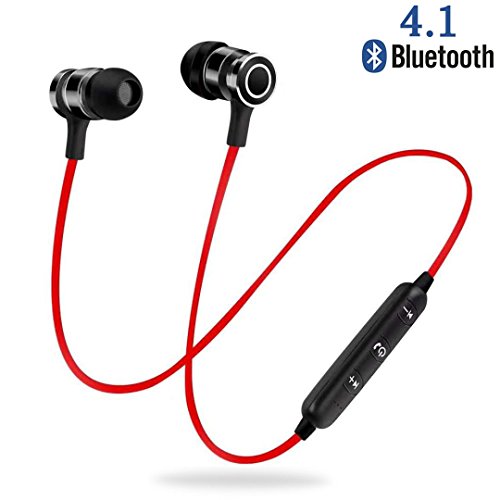 Auricular Bluetooth, NINE CUBE Auriculares Deportivos magneticos con Mic, Auriculares inalambricos Bluetooth 4.1, IPX4 Anti-Sudor,ecnología APTX y de Ruido de Cancelación CVC 6.0 (Red)
