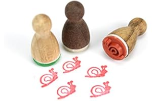 Stemplino® Mini timbri – motivo: lumaca – 12 mm di diametro – Timbro in legno per bambini Bullet Journal con lumaca