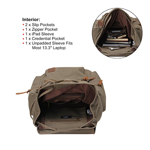 Veevan Herren Damen Vintage Canvas Rücksack Retro Schulrucksack Daypacks - 4