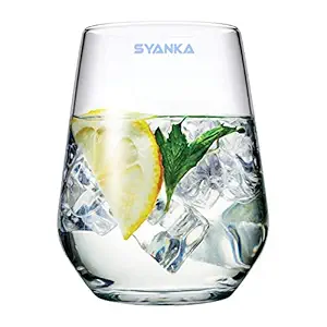 Syanka Sturdy Glass Whiskey Glasses Set of 4, Clear, 360 ml