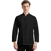 DiULi Men's Chef Jackets, Women's Chef Jacket, Short Sleeve Chef Shirt, Uniform Shirt with Buttons, Unisex Work Waiter Coat f