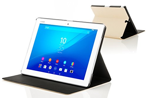 Forefront Cases® Neue Leder Hülle / Tasche / Case / Cover für Sony Xperia Z4 Tablet-PC (25,6 cm 10,1 zoll) SGP771 (Juni 2015) – Rundum-Geräteschutz und intelligente Auto-Sleep-Wake-Funktion mit 3-JAHRES-GARANTIE VON FOREFRONT CASES – inkl. Eingabestift und Displayschutz - 2