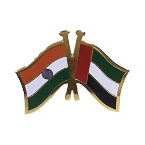The Flag Shop India-UAE Cross Flag Brass Lapel Pin/Brooch/Badge for Clothing Accessories