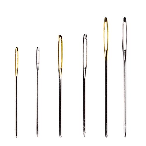 21 Stück Groß Auge Stumpfe Nadel Stahl Garn Sticknadel Nähnadel Golden Silber - 4