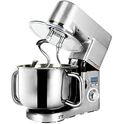 Techwood CS-1510 1500W Professionnel Robot Pâtissier Fontes Aluminium, 7 Vitesses avec Bol 10L, 7,5Kg, Gris