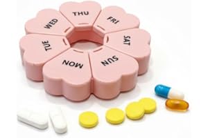 Coreint Pill Box,Cute 7 Day Portable Pill Organiser Pink,Weekly Pill Organizer to Hold Vitamins,Pill Boxes 7 Day Pill Organiser for Cod Liver Oil, Supplements, Medication Travel Work,Gift for Parents