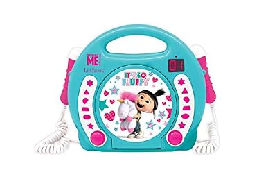Lexibook Universal Moi, Moche et Méchant Fluffy Lecteur CD pour enfant avec 2 microphones jouets, prise écouteurs, à piles, Blanc, RCDK100DES1