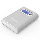 NINETEC Power Bank Akku NT-568 silber 13.000 mAh Ladegerät extern USB für Smartphone Tablet aus gebürstetem Aluminium