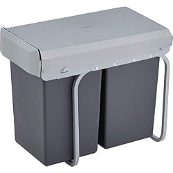 Wesco 12871- Nouveau Double-Boy - Poubelles encastrables, 2 x 15 litres, Gris / Anthracite,39 x 25 x 45 cm