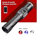 {cargador USB} La lámpara requiere 1 batería 18650 o 3 pilas AAA para cargar. Cuando la linterna está equipada con una batería 18650, se puede cargar a través del puerto USB o utilizar como banco de energía para cargar el teléfono móvil. Con 3 pilas AAA, solo se puede utilizar para iluminar. (pilas AA no incluidas).