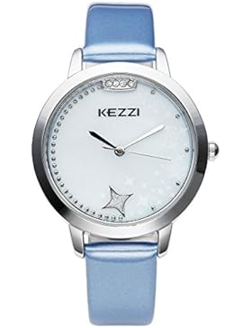 JSDDE Uhren,Elegant Damen Armbanduhr Strass Stern Muschel Zifferblatt Lederband Rosegold Quarzuhr XS Slim Damenuhr...