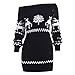 Produktbild Luckycat Weihnachtspullover Damen Frohe Weihnachten Santa Snowflake Print Off Schulter Tops Pullover Langarm Lange Bluse Shirt Kleid Sweatshirt