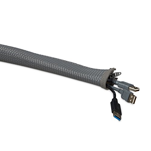 Relaxdays Kabelschlauch 2 m lang Kabelkanal mit Reißverschluss für cleveres Kabelmanagement zum Verstecken von Kabelsalat am Computer oder im Wohnzimmer uvm. als Kabelschutzschlauch aus Nylon, grau - 2