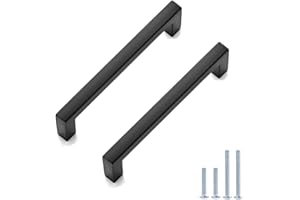 goldenwarm 5Pack Kitchen Cabinet Handle Black Cupboard Handle Kitchen Cupboard Door Handle -LSJ12BK320 Bathroom Cabinet Hardware Square Cabinet Pull Handles for Kitchen Cabinets Hole Centers 320mm