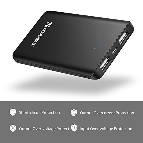 Power bank 6000mAh  Coolreall Batterie Externe Portable  Updated Version   Double USB Chargeur Portable pour iPhone 5 6 7 8 Plus X  Samsung  LG  Switch et D autres Appareils Charg  s Via USB 5V - Noir