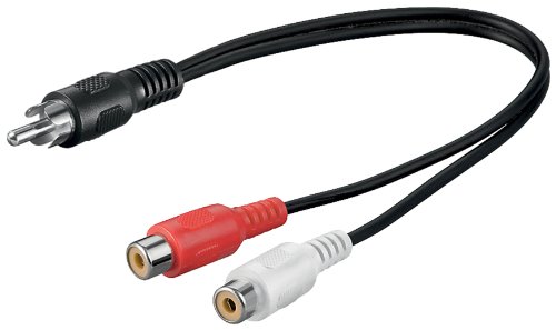 0.2m 1x Cinch Stecker auf 2x Cinch Kupplung - geschirmt