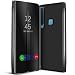 Produktbild Conie MF52467 Mirror Flip Kompatibel mit Samsung Galaxy A40, Mirror Case Hülle Standfunktion Spiegel Effekt Flip Cover One Touch Bedienung für Galaxy A40 Bookcover Schwarz