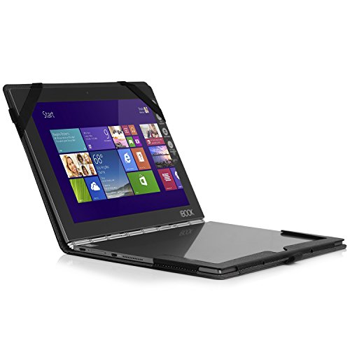 MoKo Lenovo YOGA Book Hülle – PU Leder Tasche Ständer Schale Folio Smart Case Cover mit Stift-Schleife/Standfunktion für Lenovo YOGA Book YB1-X90F, YB1-X91F 10.1 Zoll 2-in-1 Tablet/Laptop, Schwarz - 8