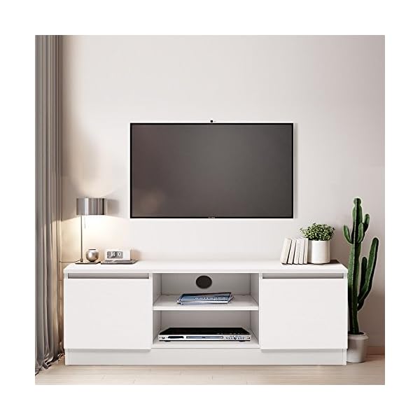 TV Cabinet, HST Mall Modern TV Unit 120cm TV Cabinet Stand White Matt Home Office Furniture - Image 3