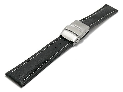Meyhofer Uhrenarmband Drayton 20mm schwarz Leder genarbt helle Naht mit Faltschliee MyHeklb90/20mm/schwarz/hN/FS Meyhofer Uhrenarmband Drayton 20mm schwarz Leder genarbt helle Naht mit Faltschliee MyHeklb90/20mm/schwarz/hN/FS