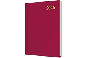 Collins - Essential - 2026 12 Month Calendar Year Planner, Day-To-Page Diary, A5 Hard Cover - Maroon (ESSA51.78-26)