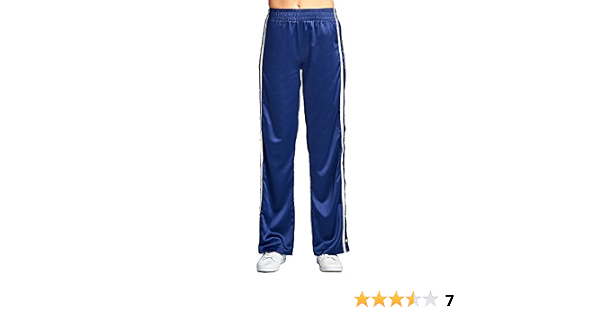 Pantaloni Sportivi Lunghi, con Fila di Bottoni Laterali, in Satin, Ampi,  Elastico in Vita - Large - Navy : Amazon.it: Abbigliamento
