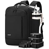 Lekespring Hand Luggage Backpack, Black/White, Casual | con Compartimento H&uacute;medo y 6 Bolsas Organizadoras - Negocios y Escuel