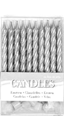 Folat Gâteau Bougies Argent, 16 + Support//pour noces d'argent ou comme